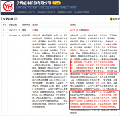 永輝超市業務新增互聯網藥品、網上貿易、道路運輸等